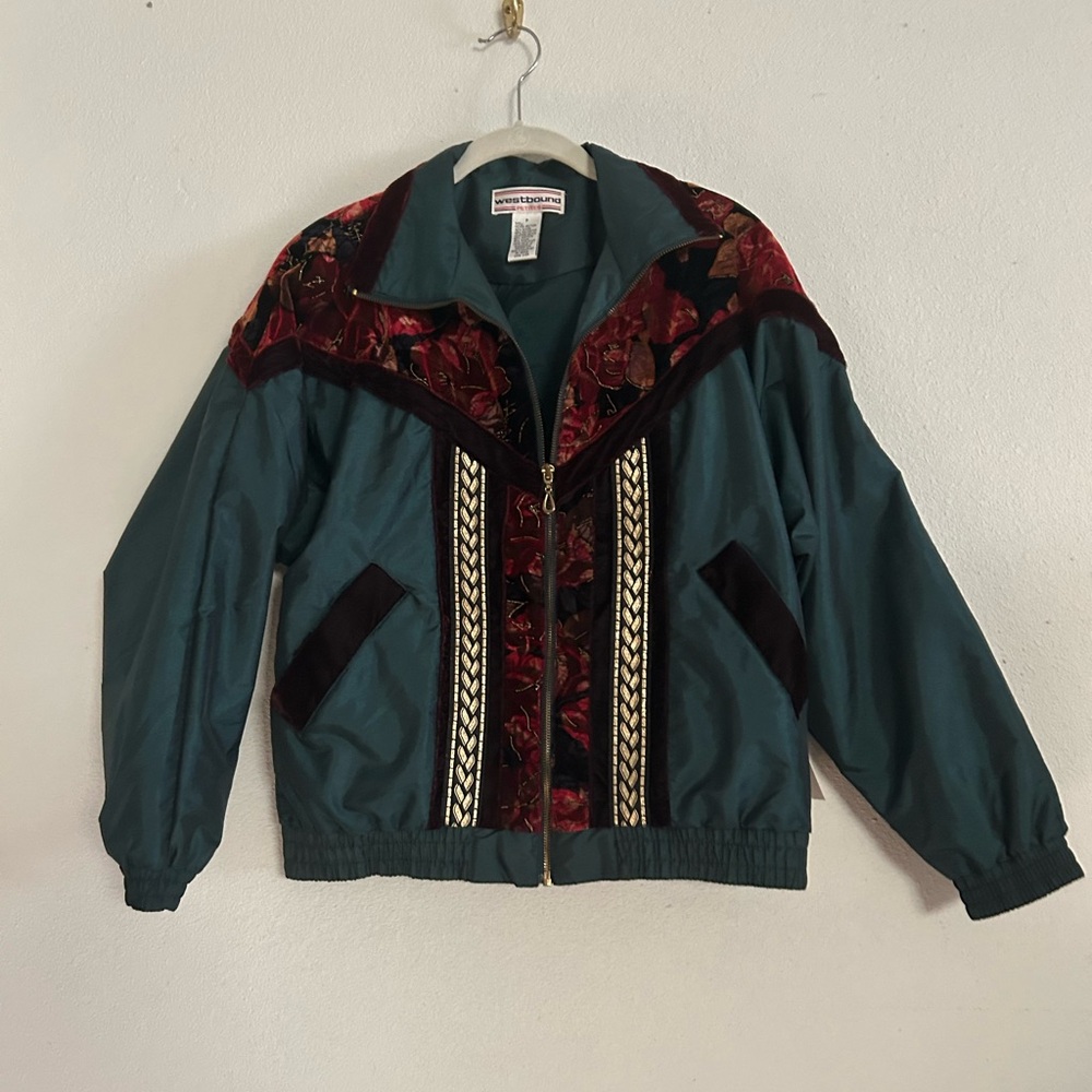Westbound vintage wind suit, Teal and Burgundy Jacket and pant set NWT